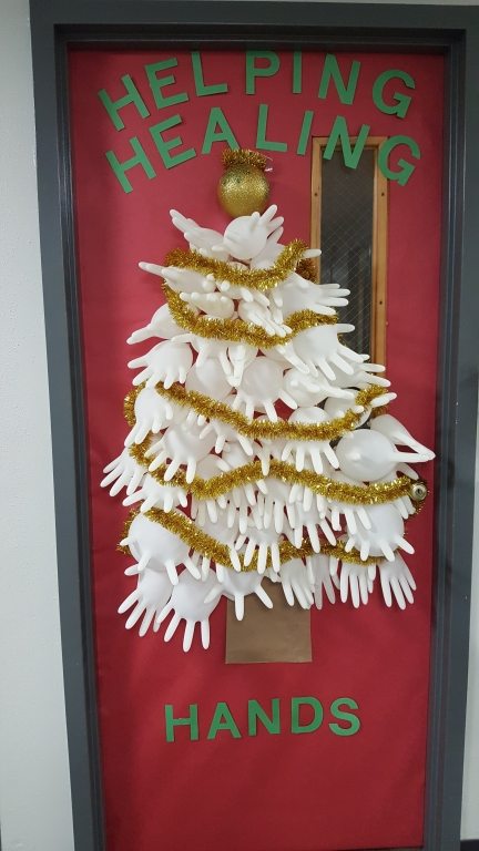 Grinch hand basketball classroom Christmas door