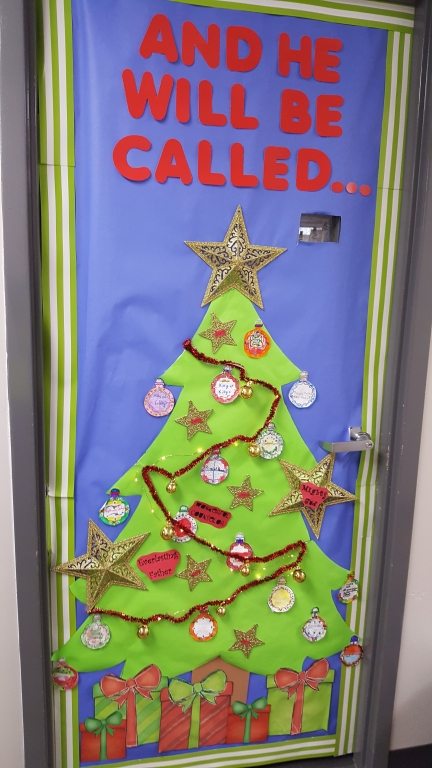 Grinch hand basketball classroom Christmas door